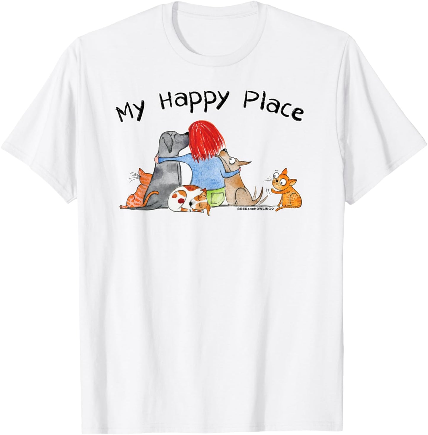 Red and Howling My Happy Place T-Shirt