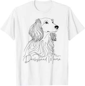 Dachshund Mama Long Haired Dachshund Line Art Dog Artistic T-Shirt