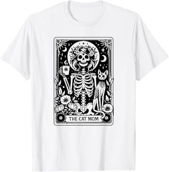 Skeleton The Cat Mom Tarot Card, Funny Cat Mama Mother's Day T-Shirt