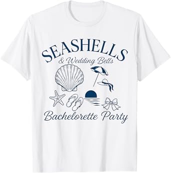 Seashells and Wedding Bells Beach Bach Party Est. 2025 T-Shirt