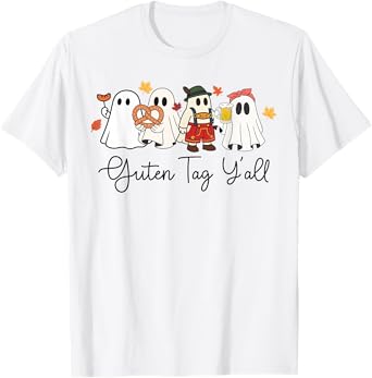 Oktoberfest Cute Ghost Prost German Beer Guten Tag Y'all T-Shirt