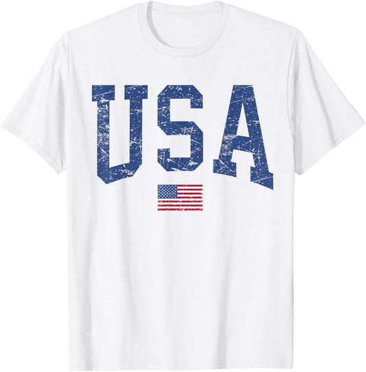 USA Women Men Kids Patriotic American Flag Distressed T-Shirt