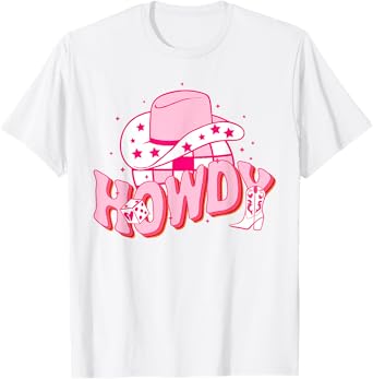 Howdy Southern Western Girl Country Rodeo Pink Cowgirl Disco T-Shirt