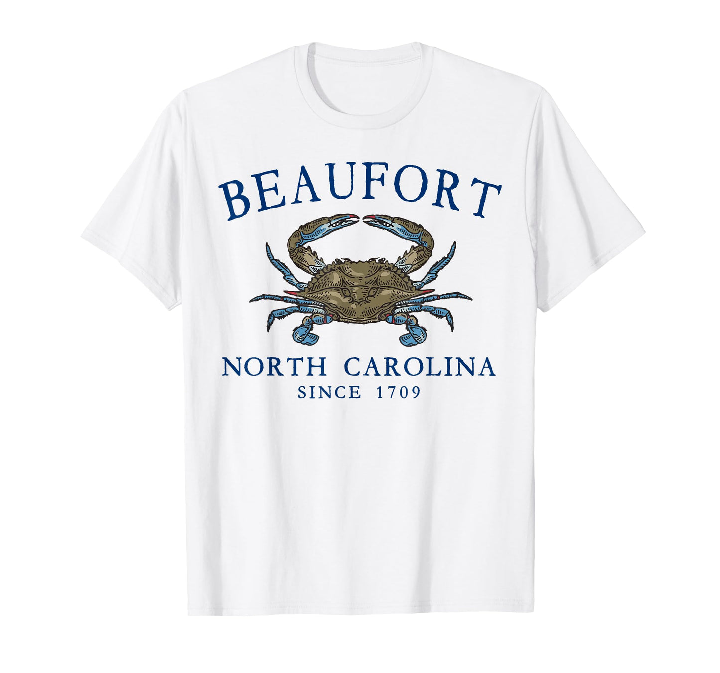 Beaufort North Carolina Blue Crab Since 1709 Navy Blue T-Shirt