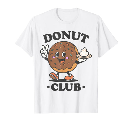 Donut Club Retro Cartoon Donut Lover Design T-Shirt