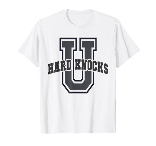 Funny University HARD KNOCKS Life College Mom Cheerleading T-Shirt