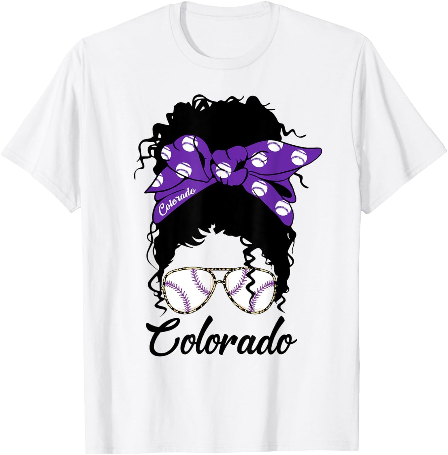 Messy Bun Stylish Baseball Tee For Colorado Women & Girls T-shirt by TeeBrew