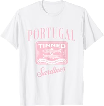 Tin Fish Sardines T-Shirt - Women's Classic Fit White Crew Neck Short Sleeve Letter Print Portugal Sardines Summer T-Shirt