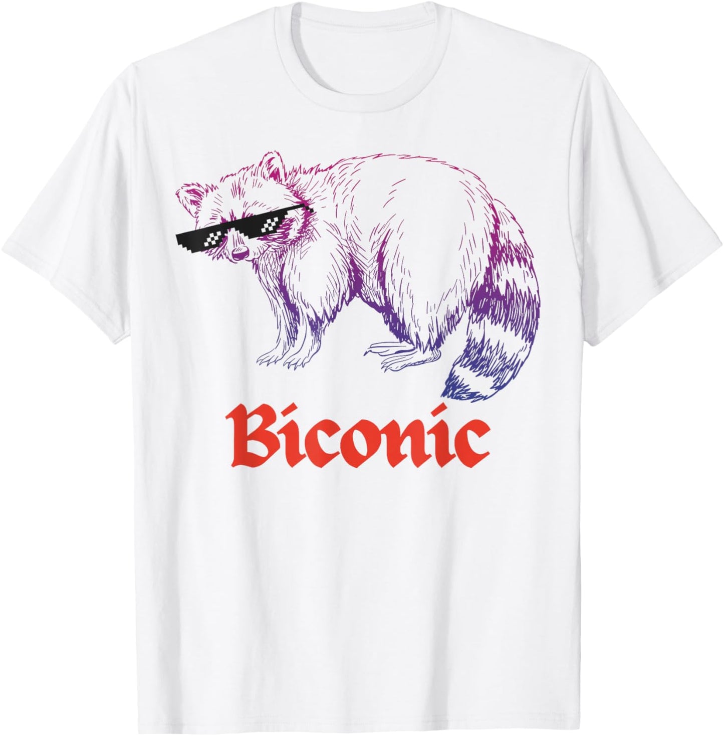 BICONIC Raccoon Funny Weirdcore Bisexual Bi Pride LGBTQ T-Shirt