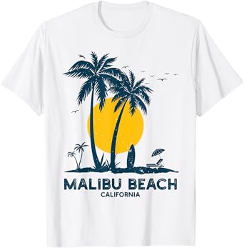 Malibu California Beach Summer Vacation Souvenir California T-Shirt for Men Women Girls Kids
