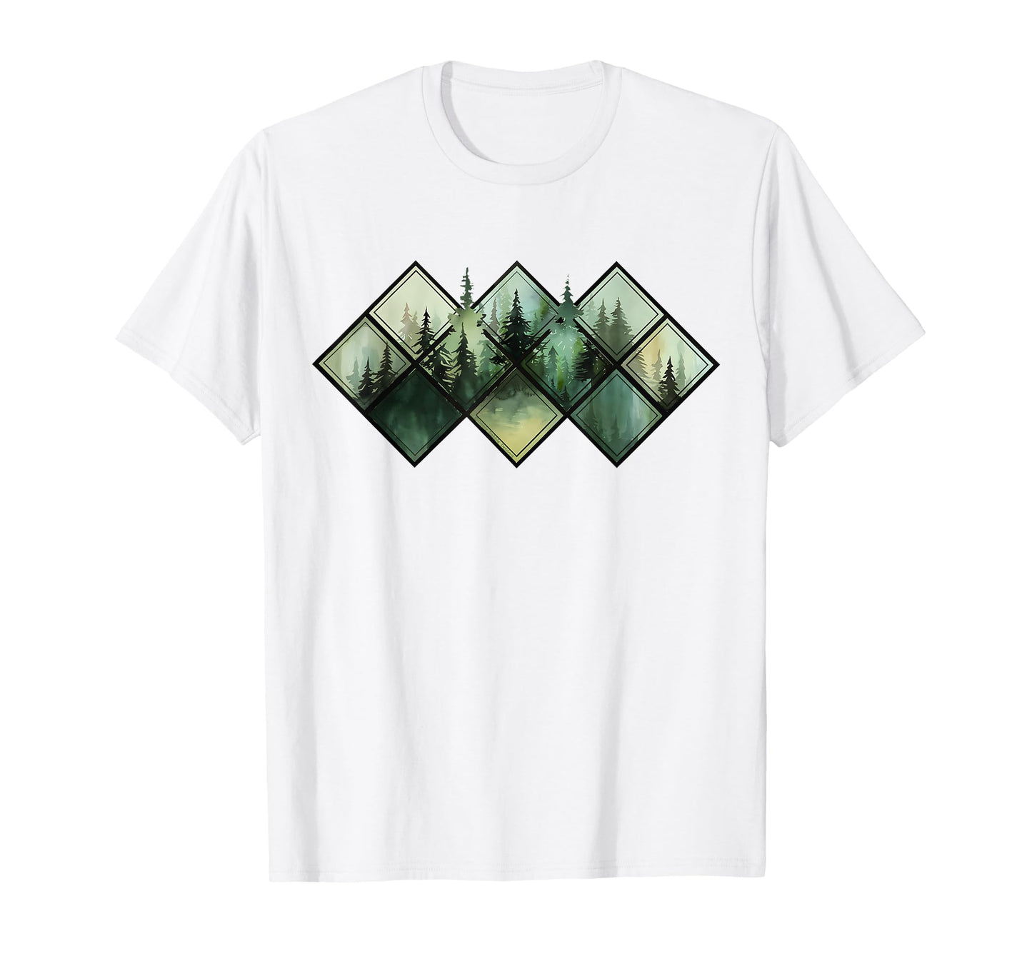 Trees Nature Mountains Wildlife Windows Watercolor Forest T-Shirt
