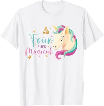 Four ever Magical 4th Birthday Unicorn Girl T-Shirt