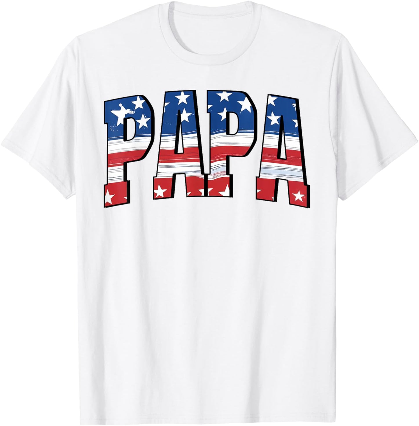Papa Red White Blue American 4th Of July US Flag Matching T-Shirt