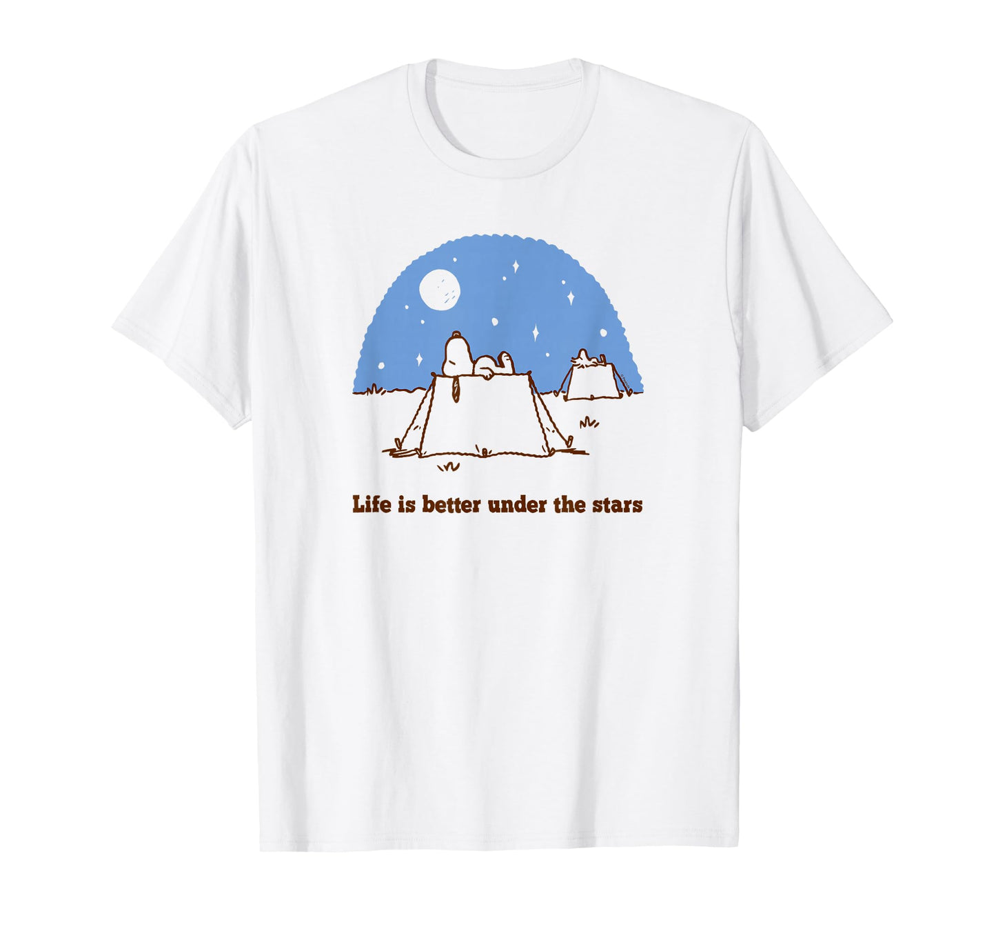 Peanuts - Snoopy Woodstock Camping Under Stars T-Shirt