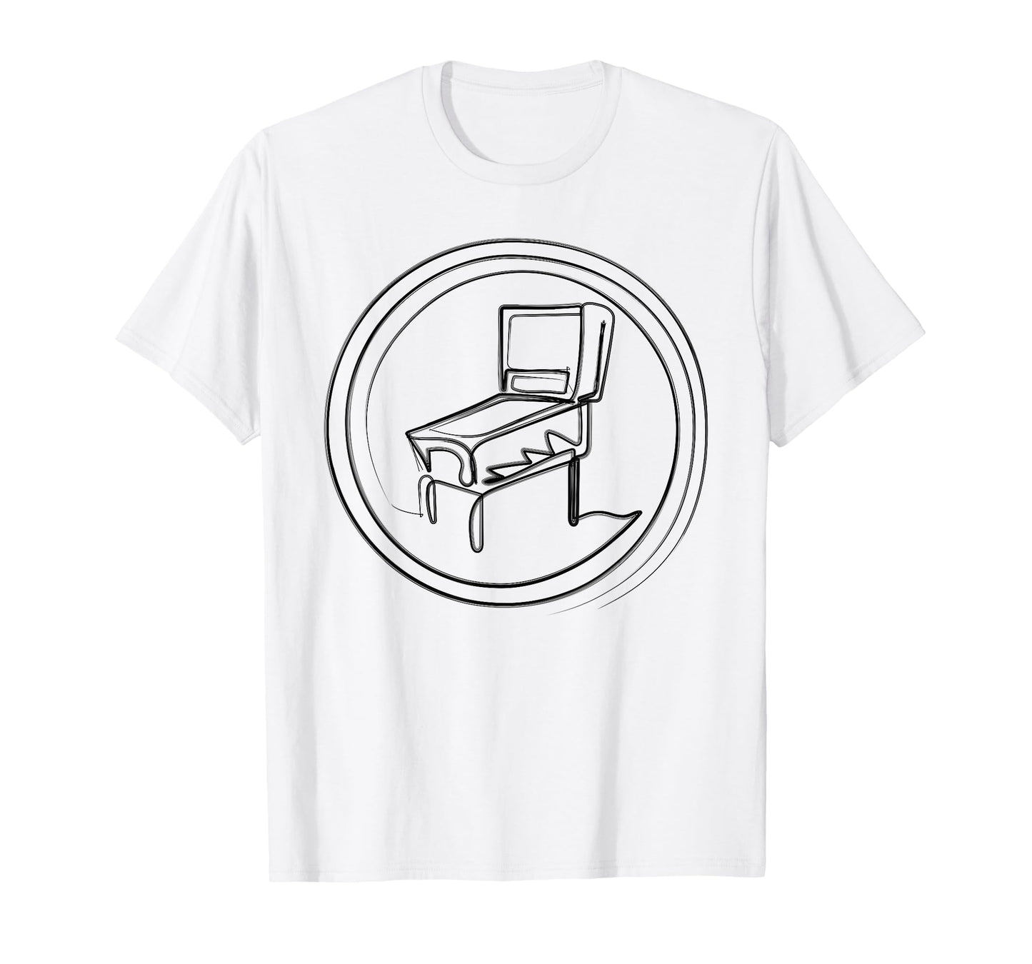 Pinball Machine Badge Minimalist One Line Drawing T-Shirt