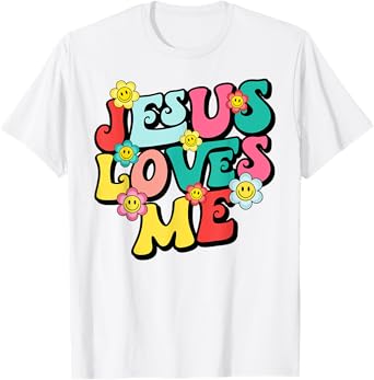 Jesus Loves Me Retro Vintage Groovy Style Men Womens T-Shirt