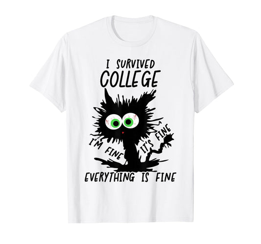 Funny College Grad 2025 I Survived College T-Shirt