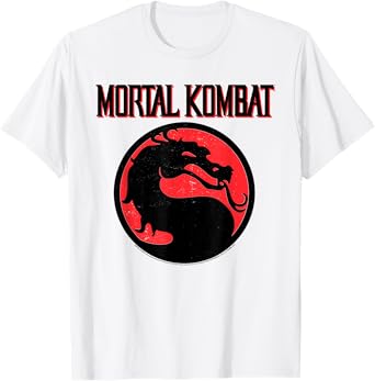 Mortal Kombat Vintage Black and Red Dragon Logo Video Game T-Shirt