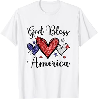 God Bless America Patriotic USA Flag Colors For Christians T-Shirt for Women Kids Men