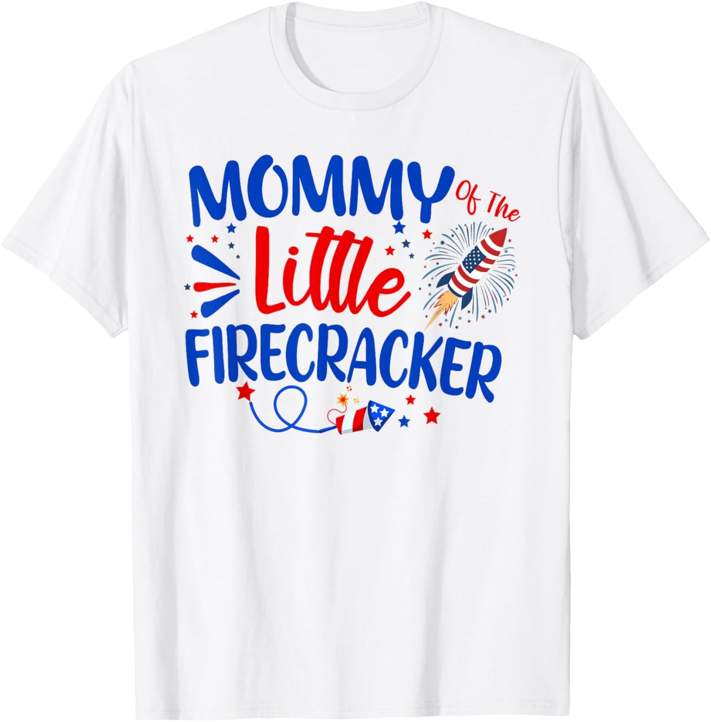 Mommy Of The Little Firecracker Family 4th of July Birthday T-Shirt