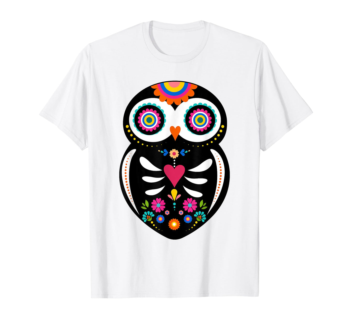 Dia de los Muertos Night Owl Sugar Skull Mexican Halloween T-Shirt