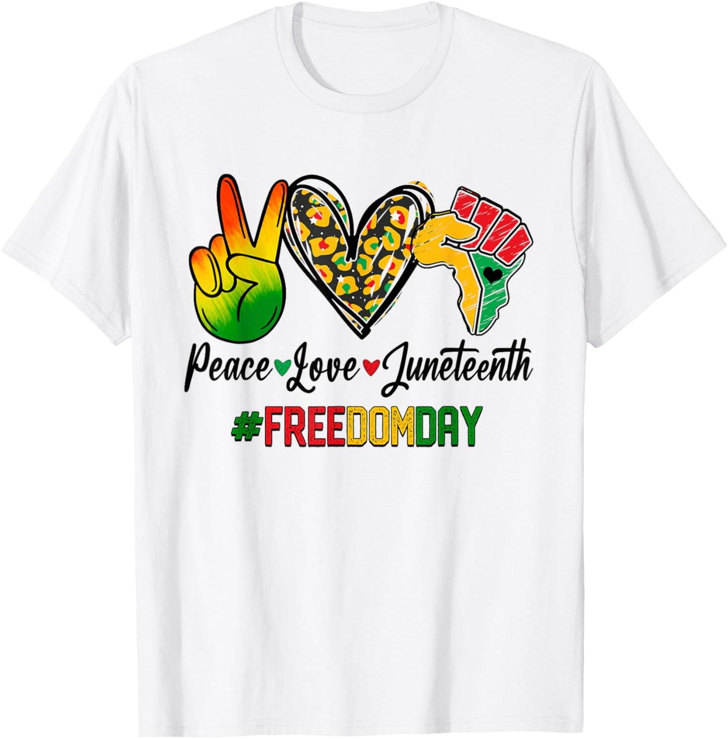 Peace Love Juneteenth 1865 Freedom Day African American T-Shirt