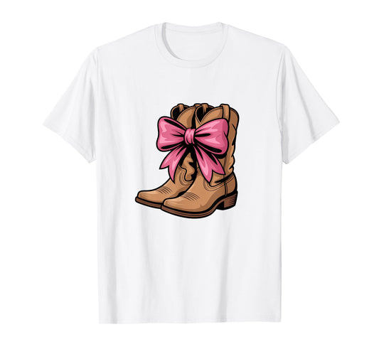 Cowboy Cowgirl Country Boots Pink Bow Kids Sweet T-Shirt