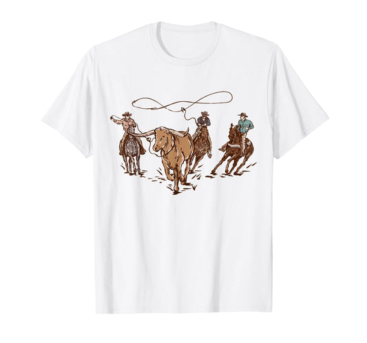 Vintage Cowboy Rodeo Bull Roping Western Country Ranching T-Shirt