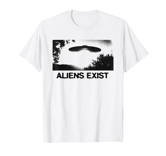 Aliens Exist UFO Sighting Retro Sci-Fi Graphic Tee T-Shirt