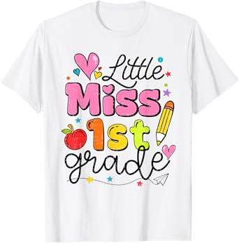 Little Miss 1st Grade Back To School Cute First Grade Girls T-Shirt
