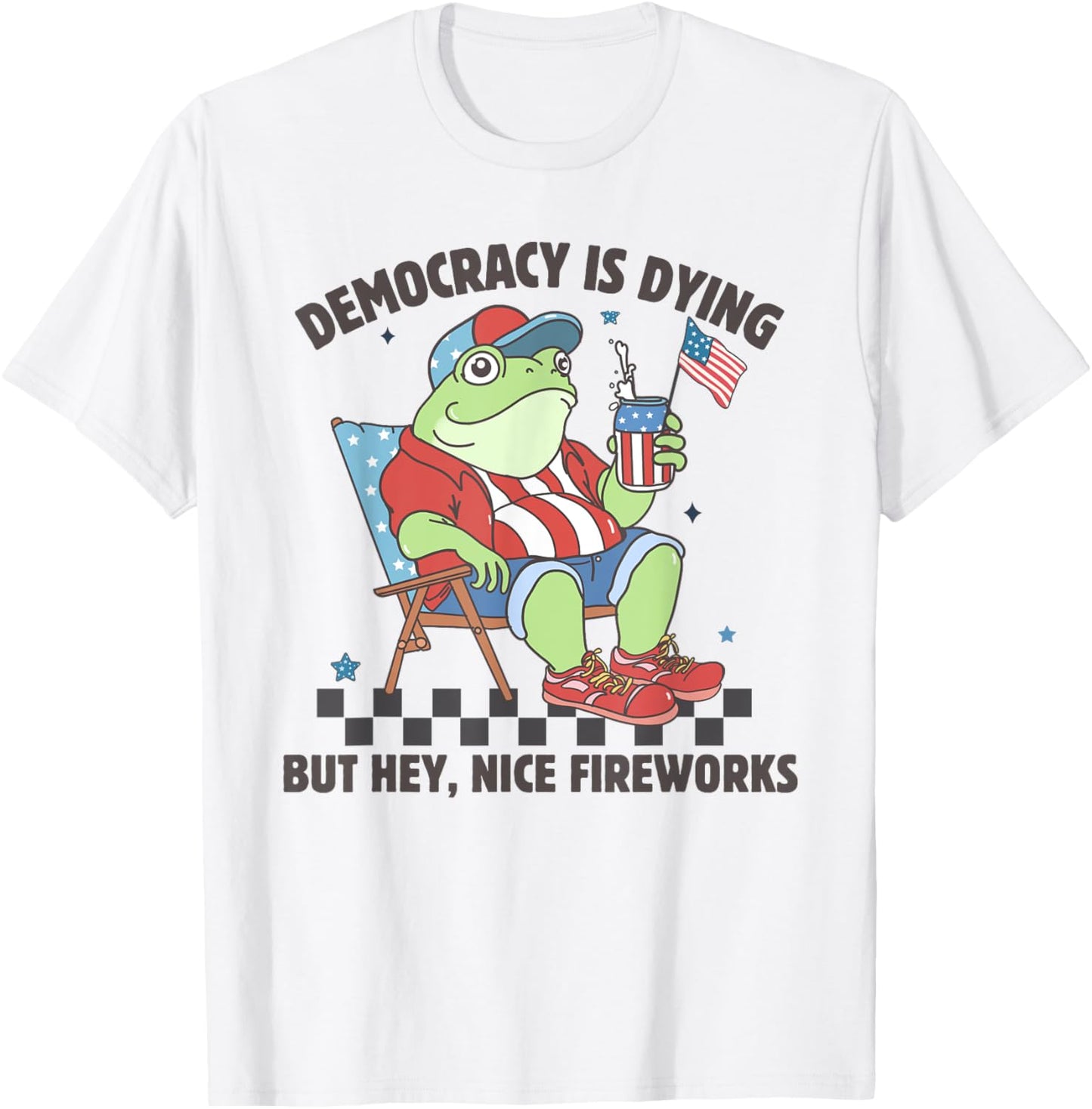 Democracy Is Dying But Hey Nice Fireworks Racoon 4th Of July T-shirt