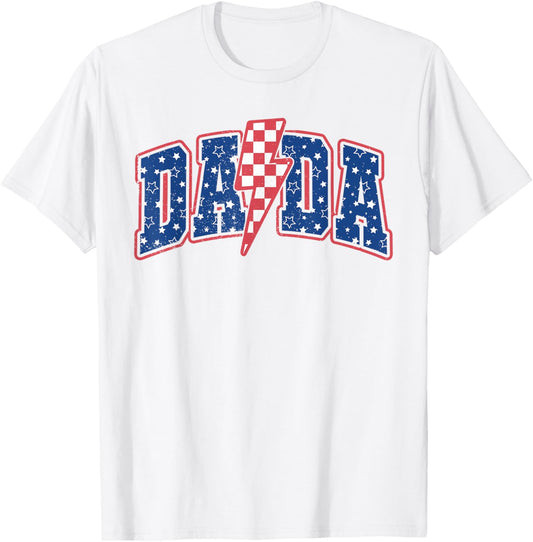 Dada Lightning Bolt Checkered Varsity 4th Of July American T-shirt