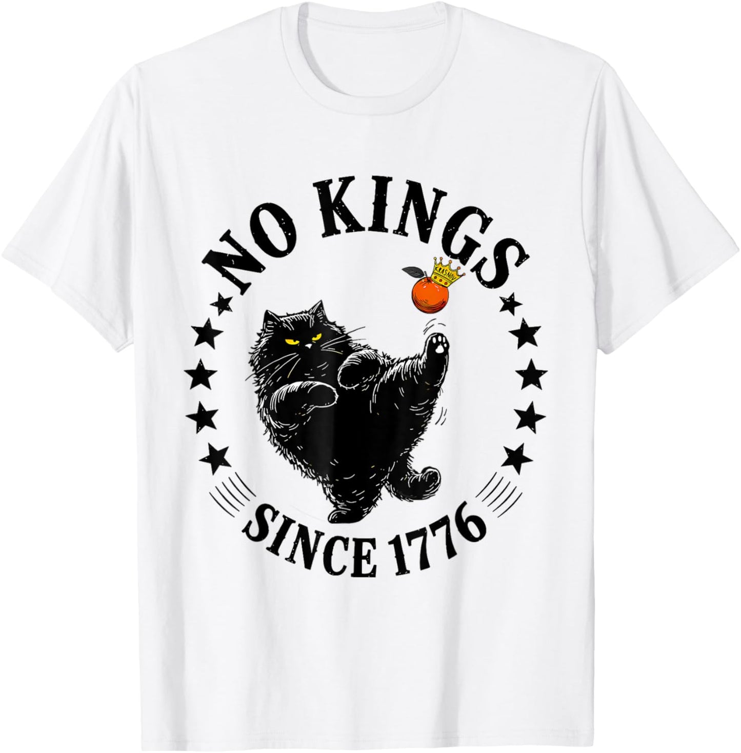 No Kings In America Funny Patriotic Cat 4th Of July T-shirt
