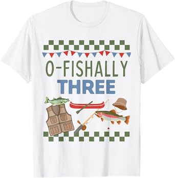 O-Fishally Three Boys Third Birthday Matching Fishing Themed T-Shirt