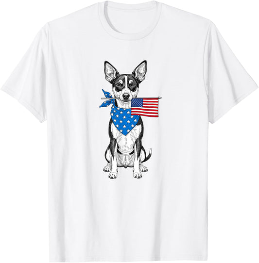 Rat Terrier American Flag 4th Of July Outfit T-Shirt