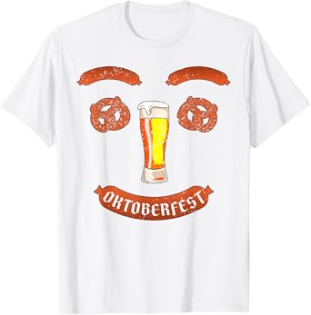 Oktoberfest German Beer Pretzel Sausage Smile Face Costume T-Shirt