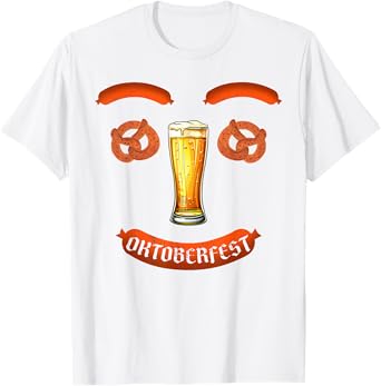 Beer Pretzel Wurst Sausage Smile Funny Oktoberfest Wurst T-Shirt