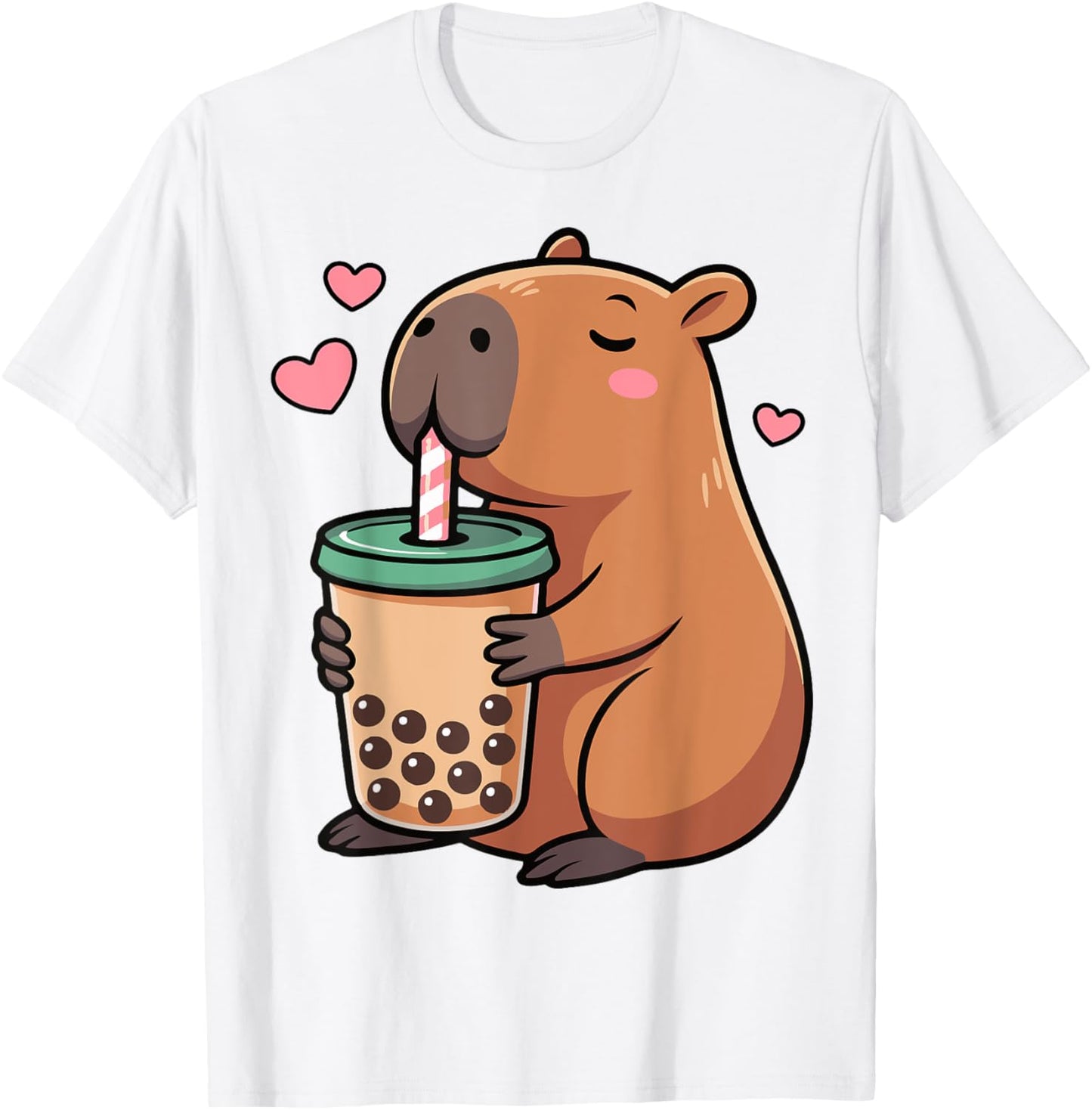 Cute Capybara Drink Bubble Tea Kawaii Capy Lover Girls Kids T-Shirt