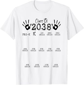 Class of 2038 Grow With Me First Day of School Graduation T-Shirt