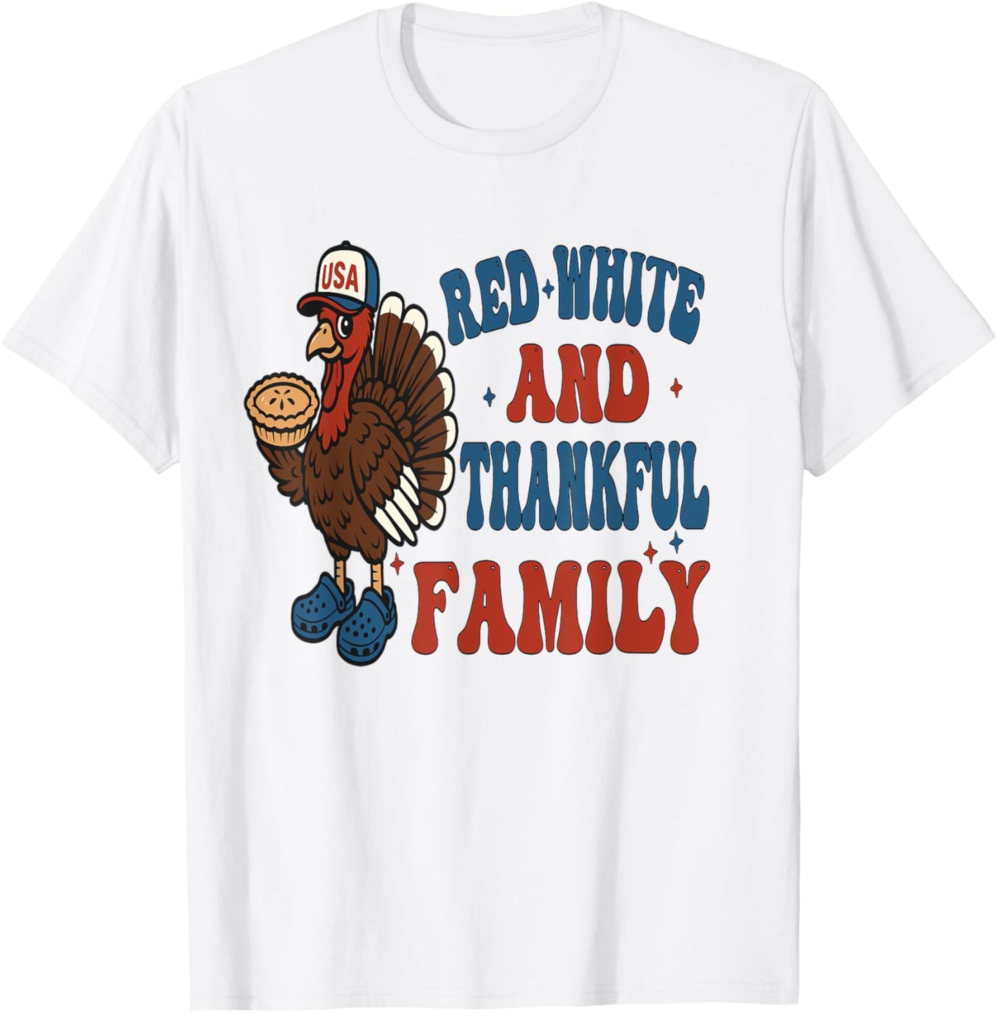 Red White Thankful Family Matching Funny Turkey Thanksgiving T-Shirt