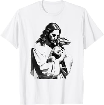T-Rex Lover Dinosaur Christian Jesus Holding T-Rex T-Shirt