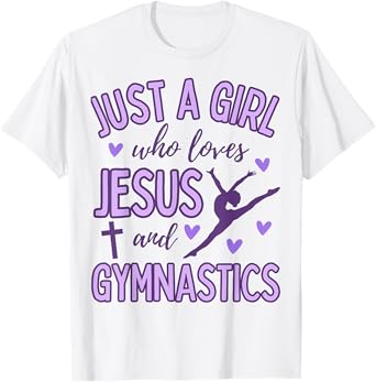 Just A Girl Who Loves Jesus and Gymnastics Christian Purple T-Shirt