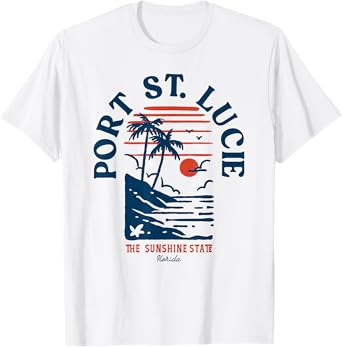 Port St. Lucie Florida Retro Surfer Vintage Beach T-Shirt