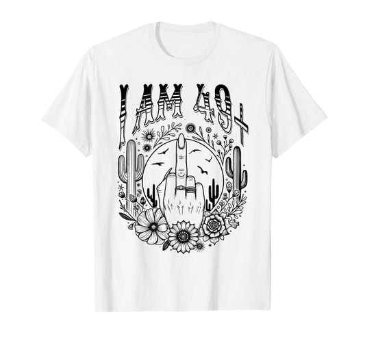 Funny 50th Birthday I Am 49 Plus 1 Middle Finger 49+1, im 50 T-Shirt