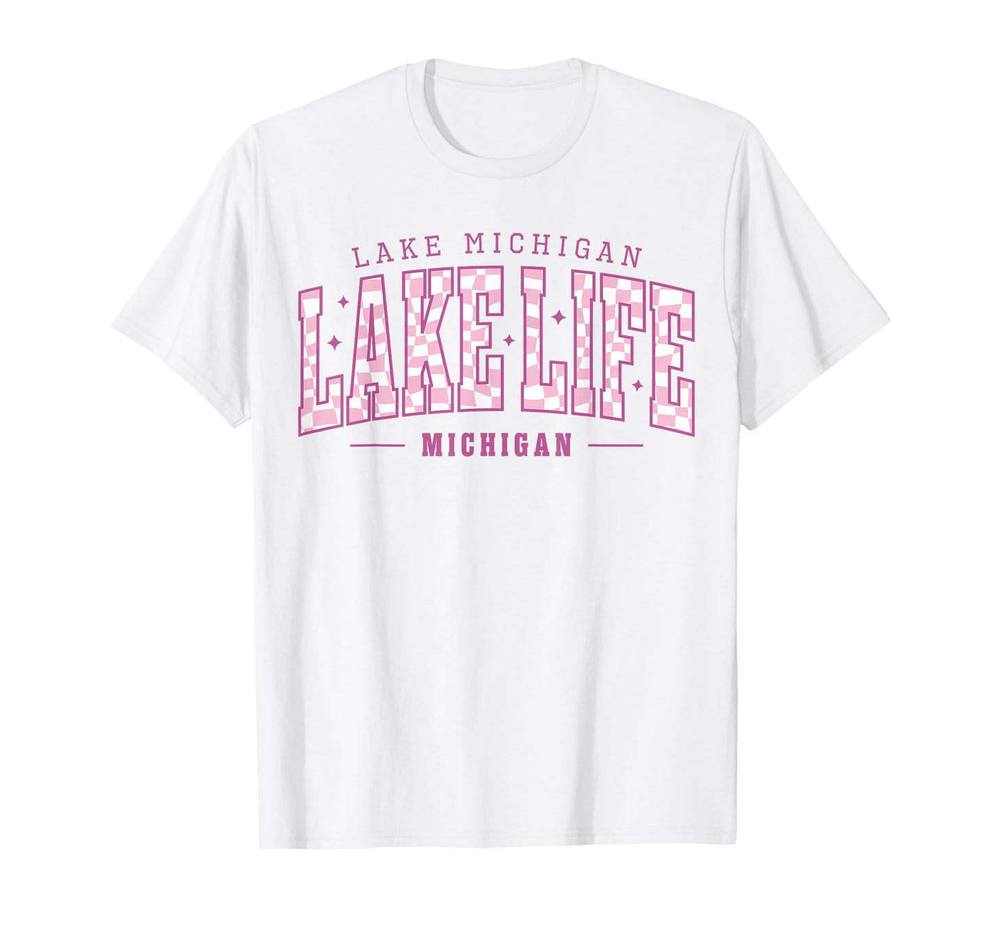 Lake Life Checkerboard Michigan Lake Summer Vacation Babe T-Shirt