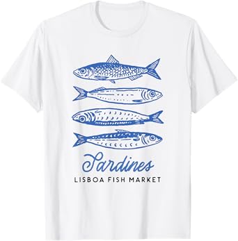 Lisboa Sardines Vintage Fish Market Illustration Portugal T-Shirt