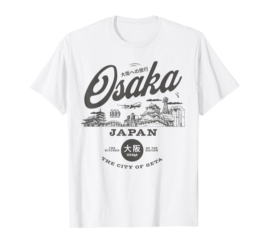 Travel to Osaka Japan Since 1889 Vintage Skyline T-Shirt