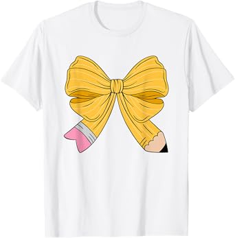Coquette Pencil Bow Teacher Back To School T-Shirt
