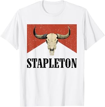 Vintage Stapleton Name Bull Skull Country Cowboy Western T-Shirt
