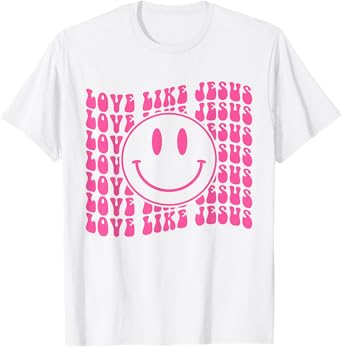 Retro Love Like Jesus Happy Face Aesthetic T-Shirt